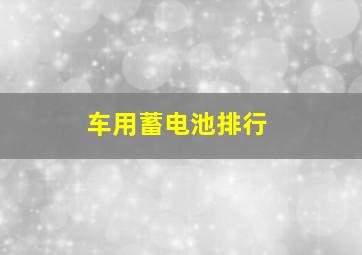 车用蓄电池排行