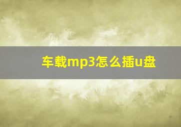 车载mp3怎么插u盘