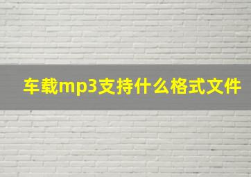 车载mp3支持什么格式文件