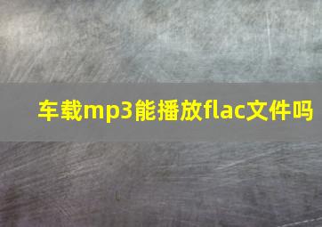 车载mp3能播放flac文件吗