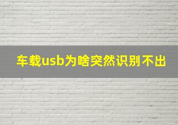 车载usb为啥突然识别不出