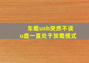 车载usb突然不读u盘一直处于加载模式