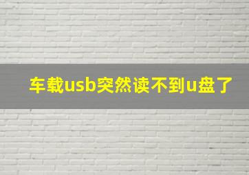 车载usb突然读不到u盘了