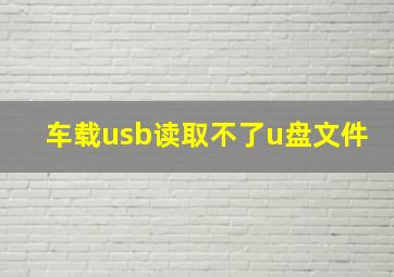 车载usb读取不了u盘文件