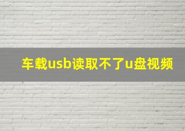 车载usb读取不了u盘视频