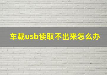 车载usb读取不出来怎么办