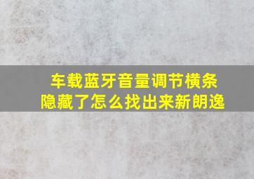 车载蓝牙音量调节横条隐藏了怎么找出来新朗逸