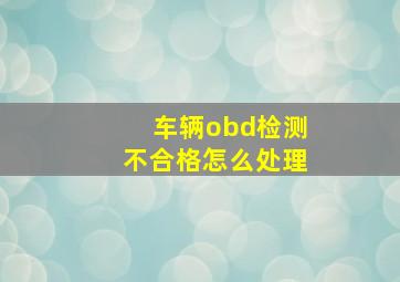 车辆obd检测不合格怎么处理