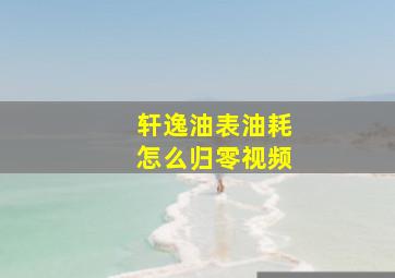 轩逸油表油耗怎么归零视频