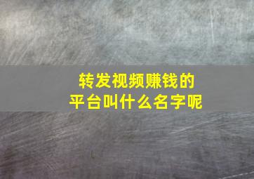 转发视频赚钱的平台叫什么名字呢