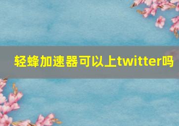 轻蜂加速器可以上twitter吗