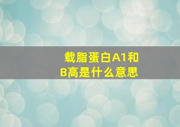 载脂蛋白A1和B高是什么意思