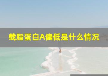 载脂蛋白A偏低是什么情况