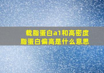 载脂蛋白a1和高密度脂蛋白偏高是什么意思