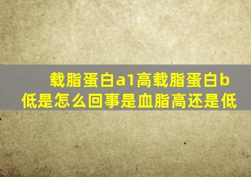 载脂蛋白a1高载脂蛋白b低是怎么回事是血脂高还是低