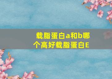 载脂蛋白a和b哪个高好载脂蛋白E