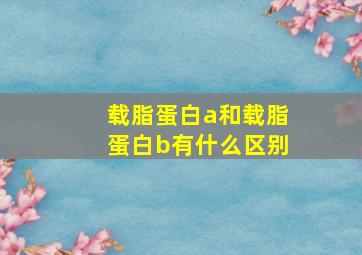 载脂蛋白a和载脂蛋白b有什么区别