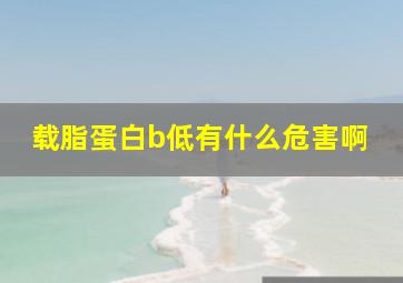 载脂蛋白b低有什么危害啊