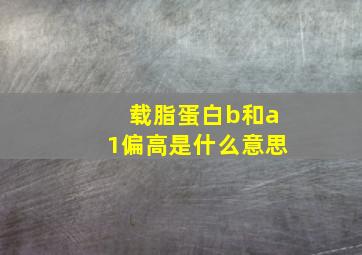 载脂蛋白b和a1偏高是什么意思