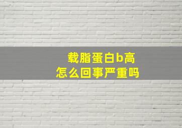 载脂蛋白b高怎么回事严重吗