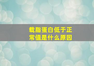 载脂蛋白低于正常值是什么原因