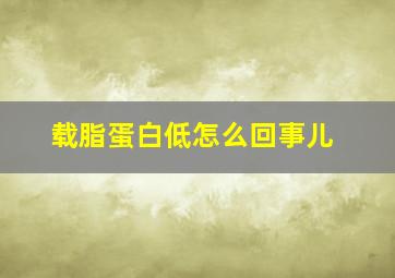 载脂蛋白低怎么回事儿