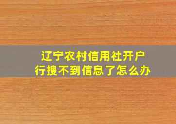 辽宁农村信用社开户行搜不到信息了怎么办