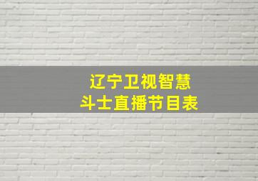 辽宁卫视智慧斗士直播节目表