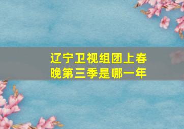 辽宁卫视组团上春晚第三季是哪一年