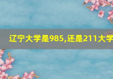 辽宁大学是985,还是211大学