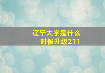 辽宁大学是什么时候升级211