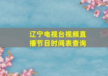 辽宁电视台视频直播节目时间表查询