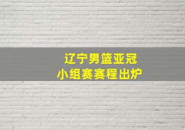 辽宁男篮亚冠小组赛赛程出炉