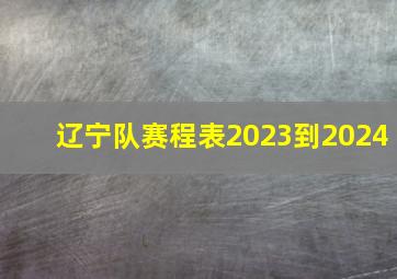 辽宁队赛程表2023到2024