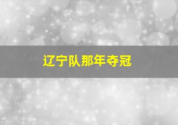 辽宁队那年夺冠