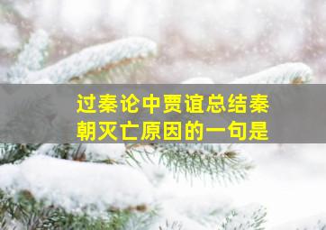 过秦论中贾谊总结秦朝灭亡原因的一句是