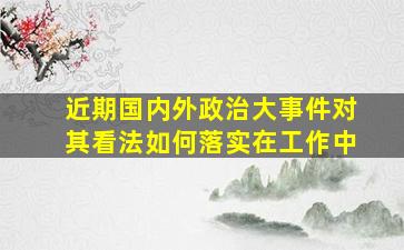 近期国内外政治大事件对其看法如何落实在工作中