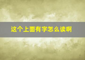 这个上面有字怎么读啊