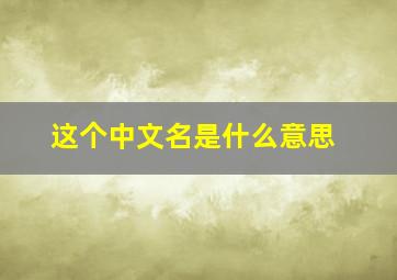 这个中文名是什么意思