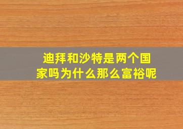 迪拜和沙特是两个国家吗为什么那么富裕呢