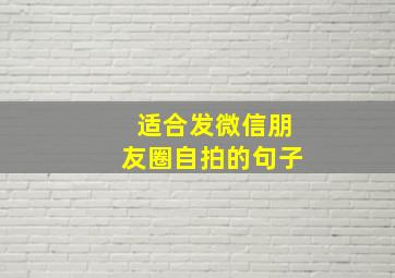 适合发微信朋友圈自拍的句子