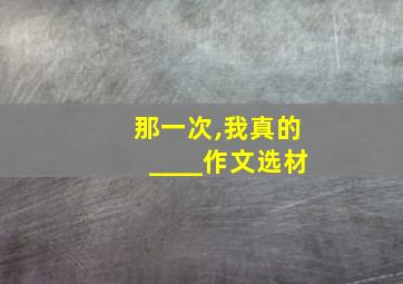 那一次,我真的____作文选材