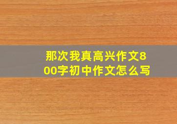 那次我真高兴作文800字初中作文怎么写