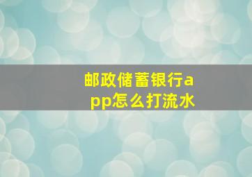 邮政储蓄银行app怎么打流水