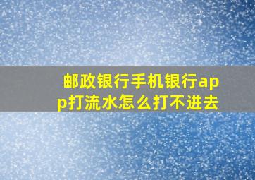 邮政银行手机银行app打流水怎么打不进去