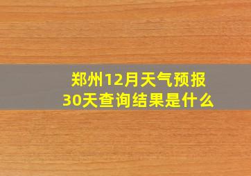 郑州12月天气预报30天查询结果是什么