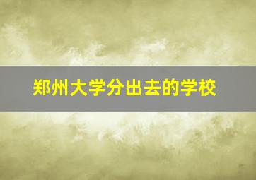 郑州大学分出去的学校