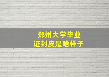 郑州大学毕业证封皮是啥样子