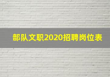 部队文职2020招聘岗位表