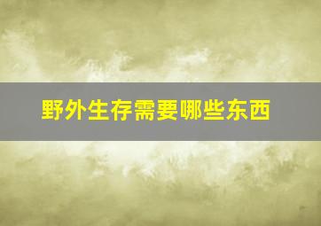 野外生存需要哪些东西